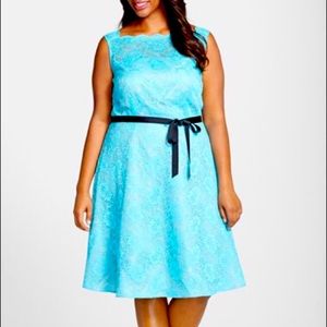 CALVIN KLEIN Belted Lace Fit & Flare Dress 20W NWT